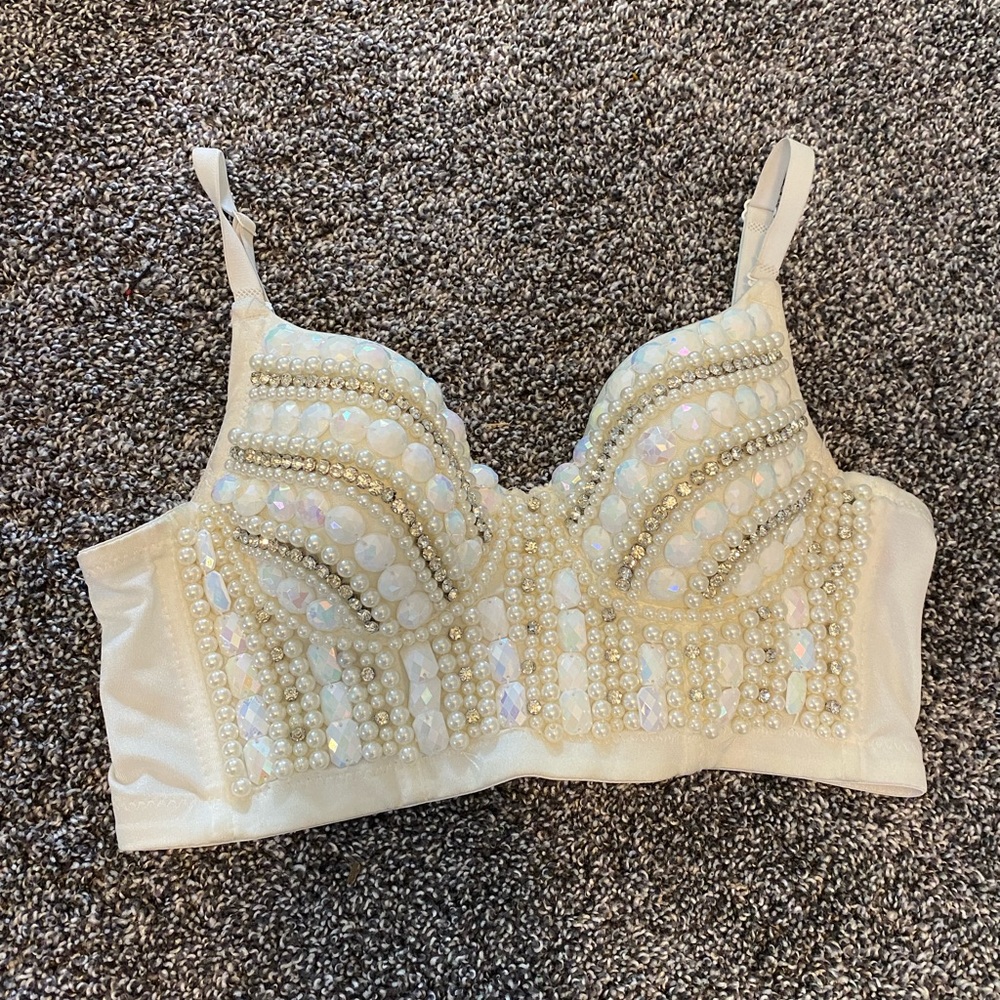 White jewel💎 Diamond bustier. Size S
